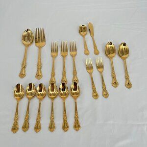 Home Concepts Stainless Gold-Plated Flatware Set of 17‎ Pieces